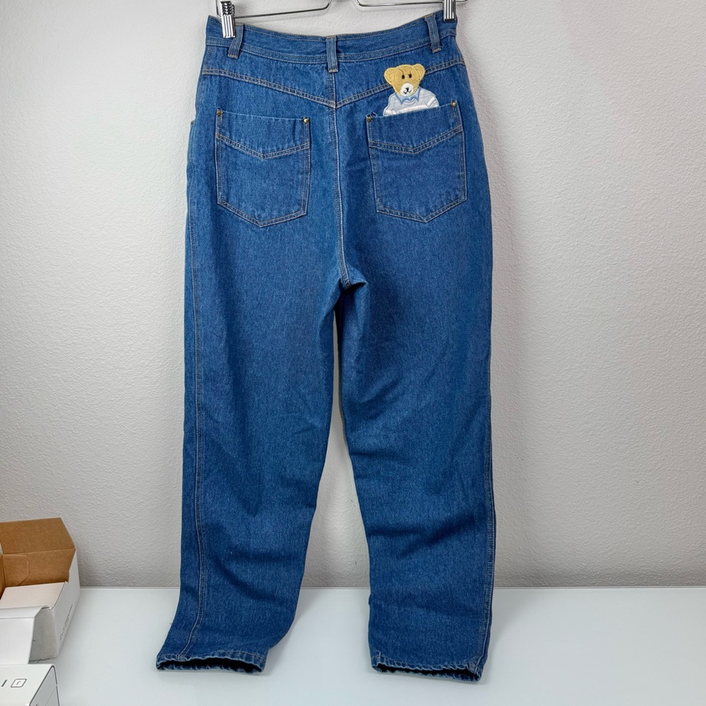 Together Women's High Waist Mom Jeans Size 10 Blue Cotton Vintage 80s Teddy Bear